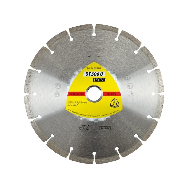 Disc diamantat de taiere segmentat Klingspor DT 300 U EXTRA, 180x2.2x22.23mm, 2.2x7 mm margine turbo continua