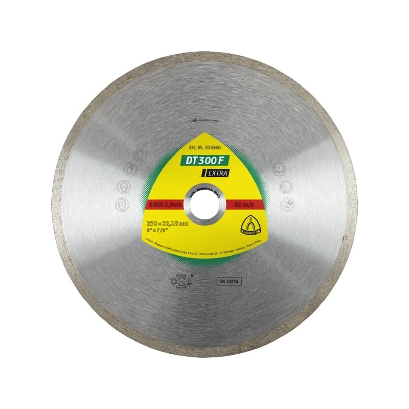 Disc diamantat Klingspor DT 300 F Extra, 230x1.9x22,23mm, 1.9x7mm margine continua