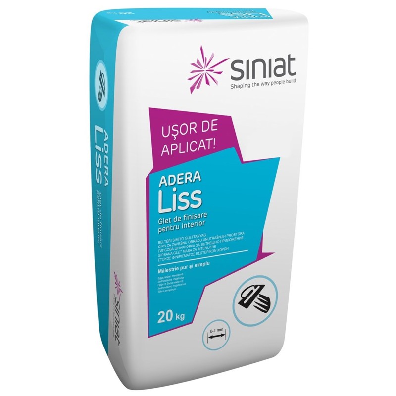 Glet de finisaj pentru interior Siniat Adera Liss, 20 kg