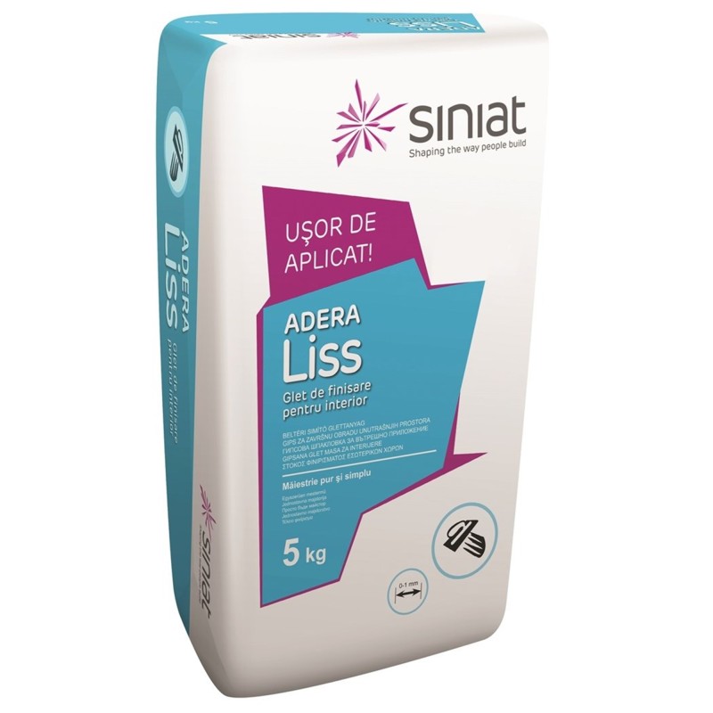 Glet de finisaj pentru interior Siniat Adera Liss, 5 kg